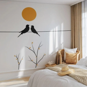 Fototapeta Premium Canvas - Slavíčí večer - Abstrakce, Ptactvo, Grafika - 100x70 cm
