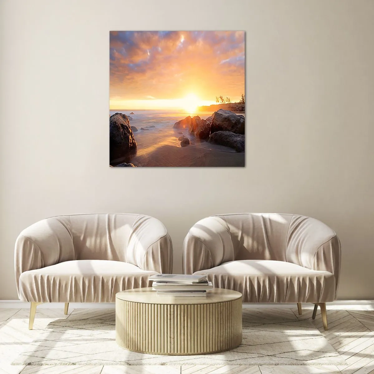 Obraz na skle - Světlý večerní vánek - 70x70 cm