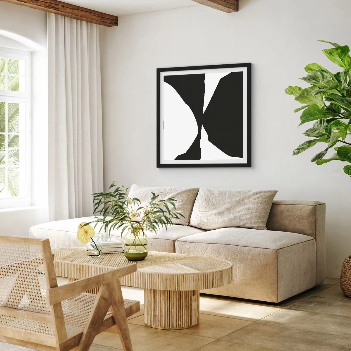 Plakát v černém rámu - Positive-negative - 40x40 cm