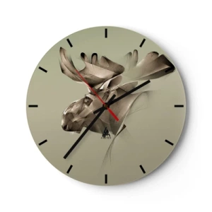 Nástěnné hodiny - Los s geometrickým vzorem na zeleném pozadí - 30x30cm - Jemná síla klidu - Moderní nástěnná dekorace do obývacího pokoje, kuchyně a ložnice ARTTOR