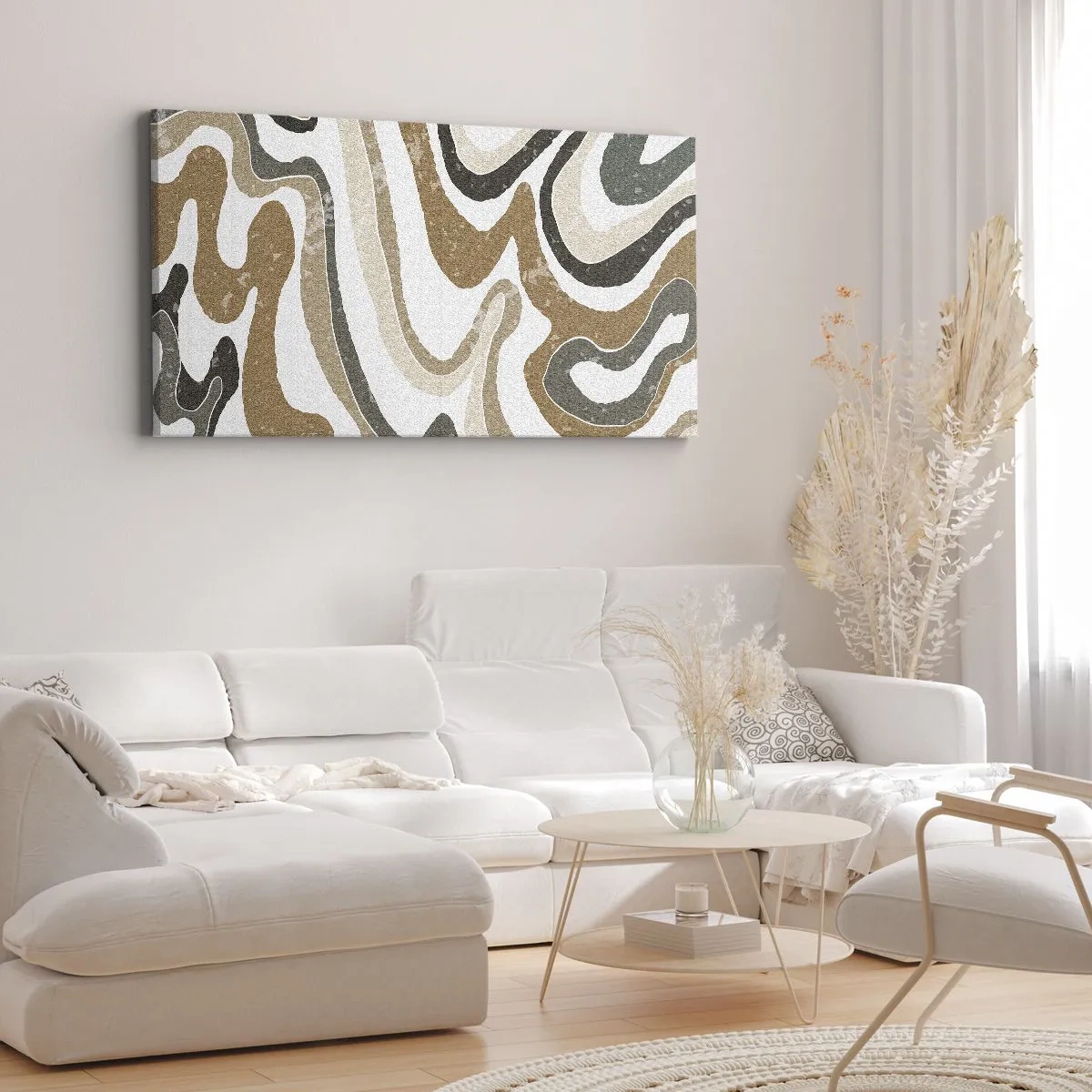 Obraz na plátně - Meandry zemitých barev - 120x50 cm