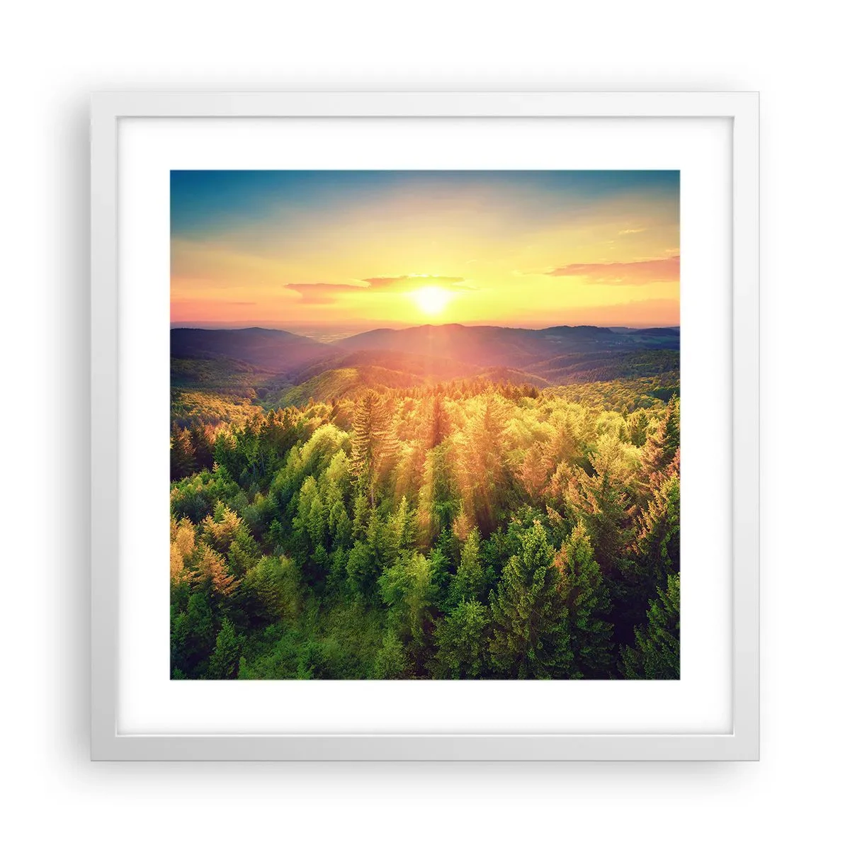 Plakát v bílém rámu - Vrcholky a vrcholy - 40x40 cm
