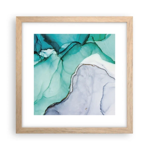 Plakát v rámu světlý dub - Studie v tyrkysové - 30x30 cm