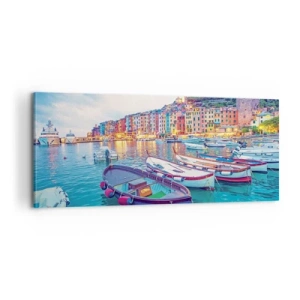 Obraz na plátně - Barevný večer v přístavu - 100x40 cm
