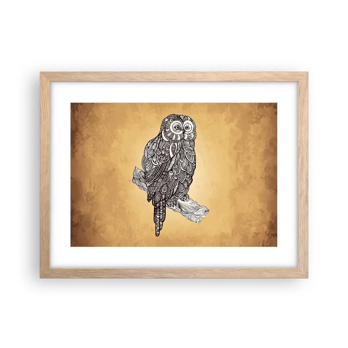 Plakát v rámu světlý dub - Mistrovské ornamenty moudrosti - 40x30 cm