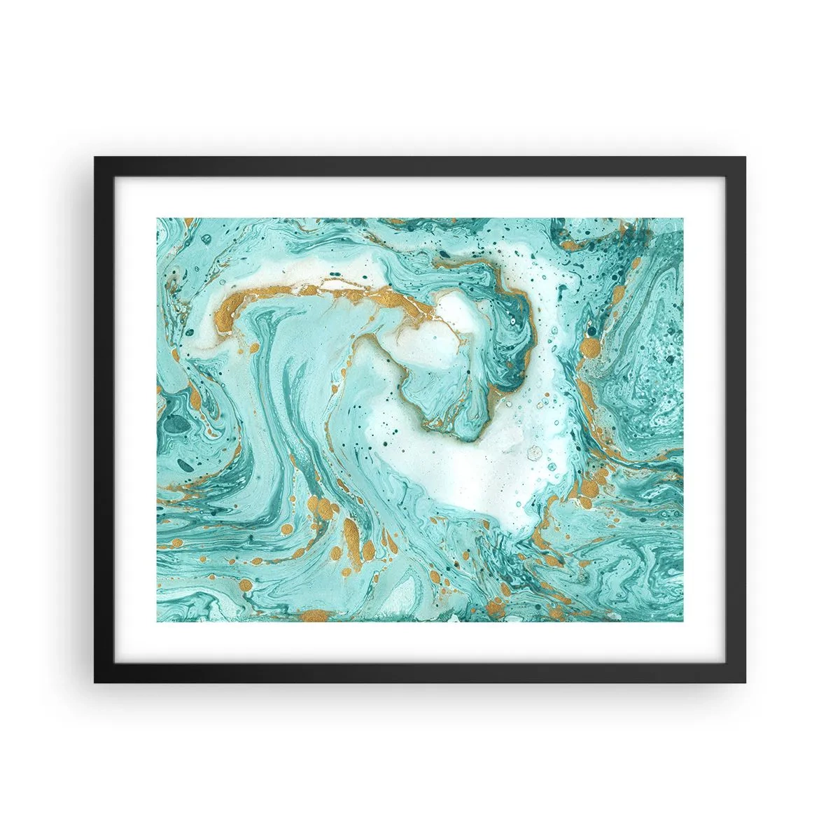 Plakát v černém rámu - Pod velkou vlnou z epochy Edo - 50x40 cm