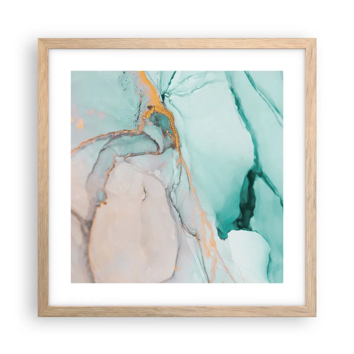 Plakát v rámu světlý dub - Tanec tvarů a barev - 40x40 cm