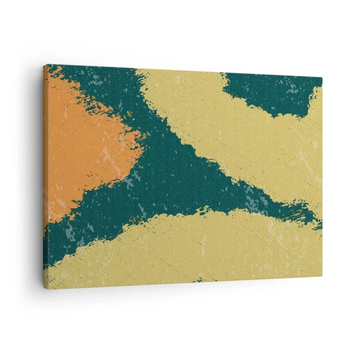 Obraz na plátně - Abstraktní skvrny v zemitých a zelených barvách - 70x50cm - Abstrakce – zpomalený pohyb - Moderní nástěnná dekorace do obývacího pokoje a ložnice ARTTOR