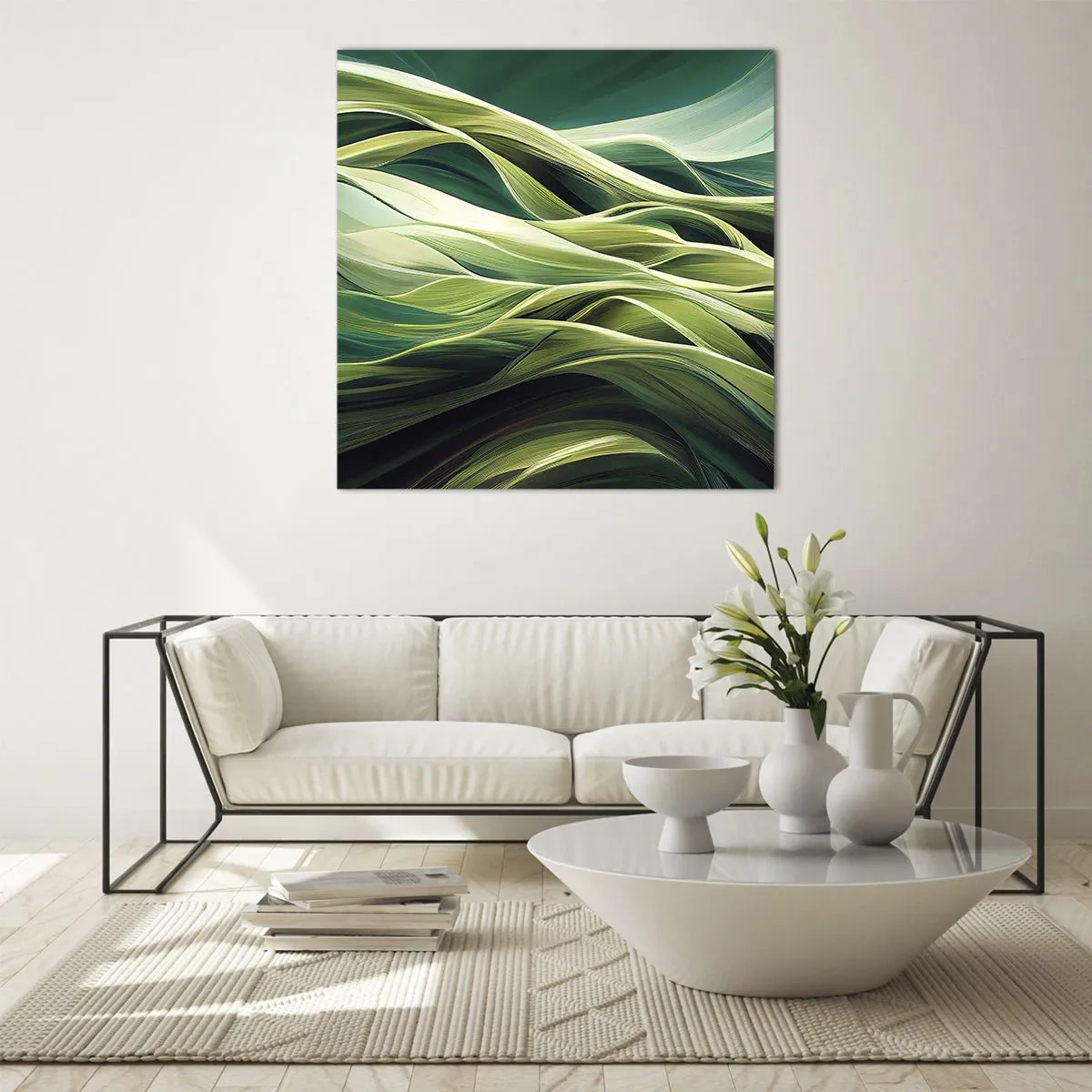 Obraz na skle - Abstraktní hra na zelenou - 50x50 cm