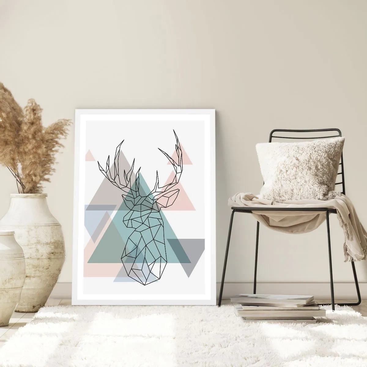 Plakát v bílém rámu - V geometrickém lese - 50x70 cm