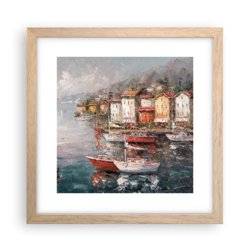 Plakát v rámu světlý dub - Romantický přístav - 30x30 cm