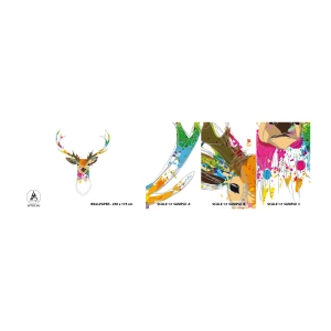 Vzor Fototapety Samolepicí Deluxe Sticker - Líbezný jelínek vykoupaný v barvě - Abstrakce, Zvířata, Jelen - 100x30 cm