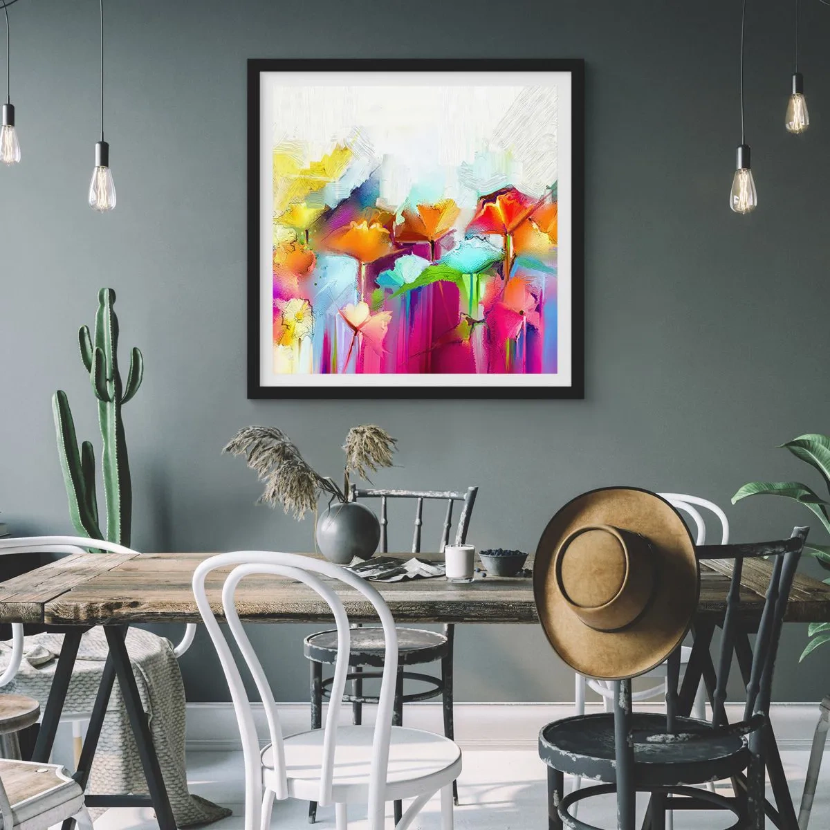 Plakát v černém rámu - Duha rozkvetla - 50x50 cm