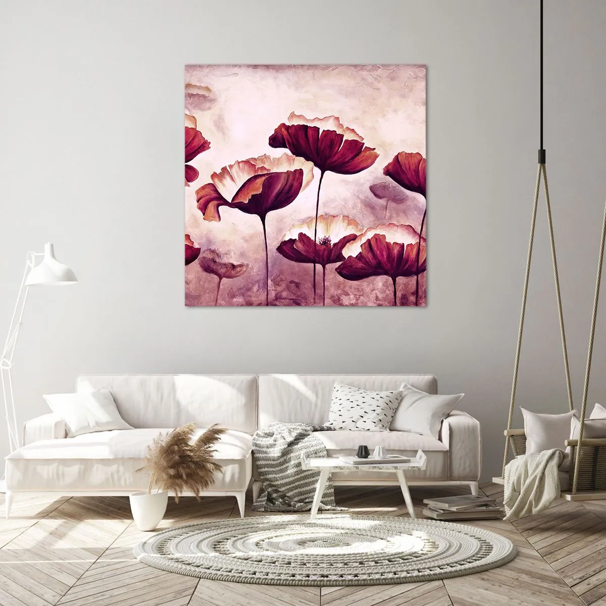 Obraz na plátně - Červený a bílý plátek - 60x60 cm