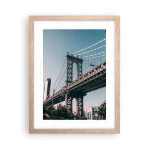 Plakát v rámu světlý dub - Nad vlnami města - 30x40 cm