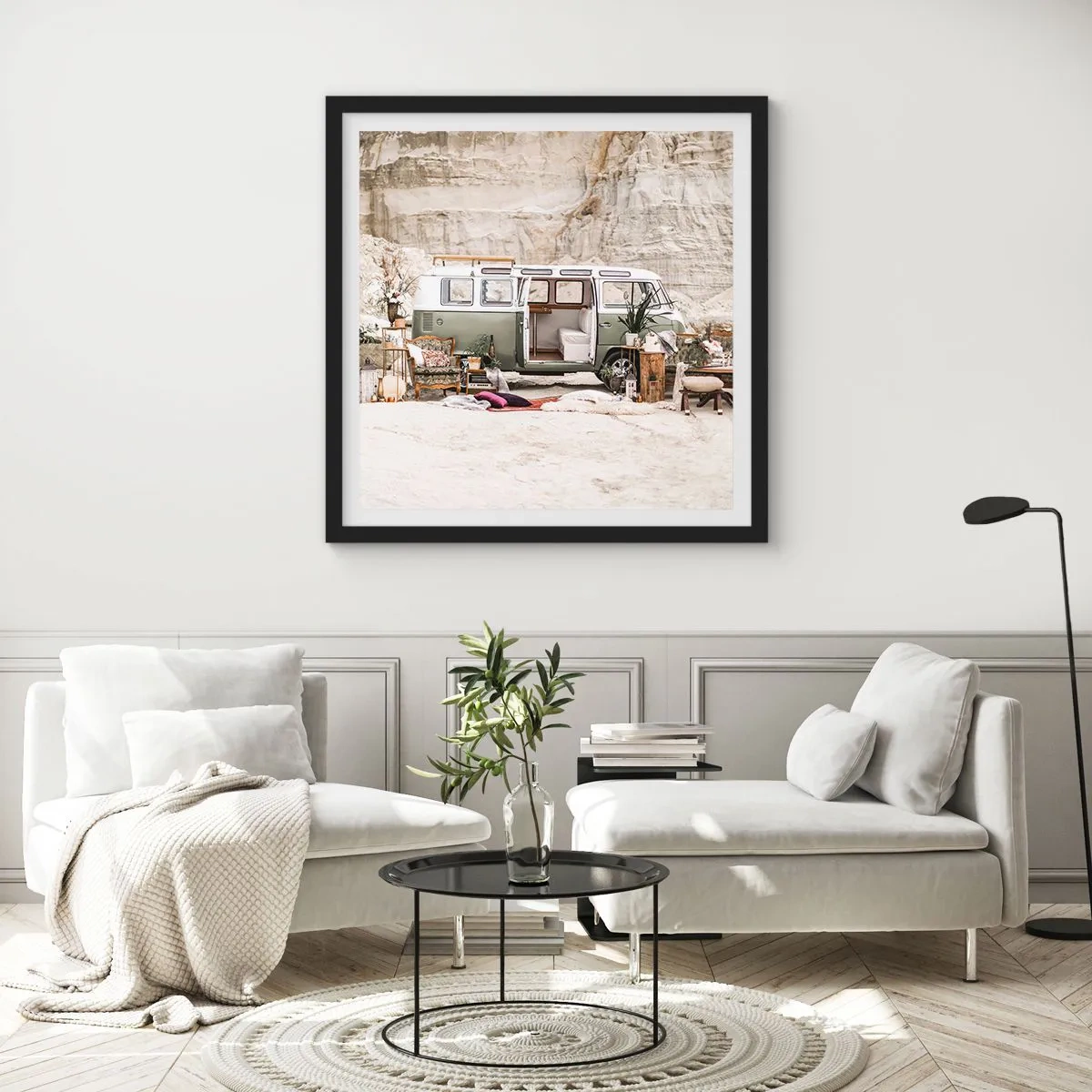 Plakát v černém rámu - Cesta právě začíná - 40x40 cm