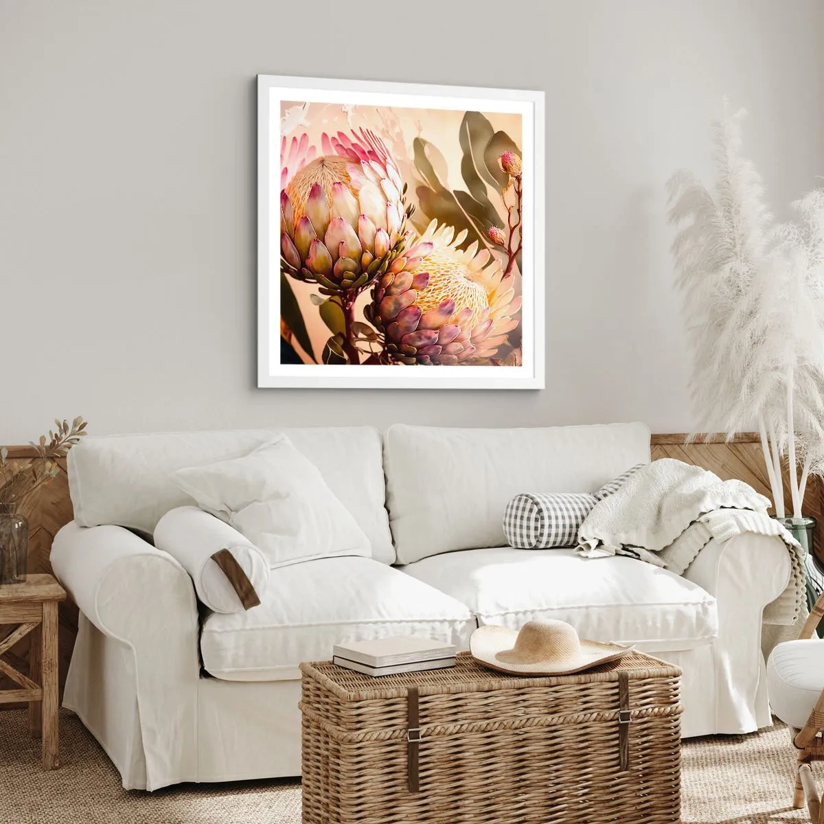 Plakát v bílém rámu - Něžně objaté - 60x60 cm