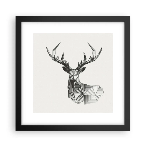 Plakát v černém rámu - Jelen v kubistickém stylu - 30x30 cm