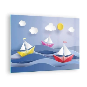 Obraz na skle - Ach, jak je hezké se houpat ve vlnách - 70x50cm - Ach, jak je příjemné houpat se na vlnách - Moderní nástěnná dekorace do obývacího pokoje a ložnice ARTTOR