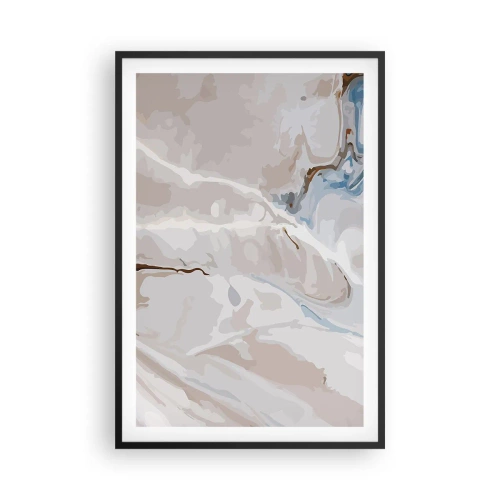 Plakát v černém rámu - Modré meandry pod bílou - 61x91 cm