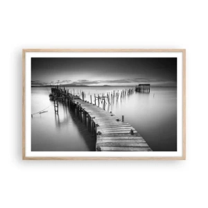 Plakát v rámu světlý dub - Klid zapomenutého břehu - 91x61 cm