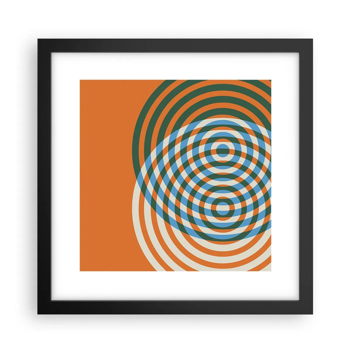 Plakát v černém rámu - Abstraktní kruhová variace - 30x30 cm