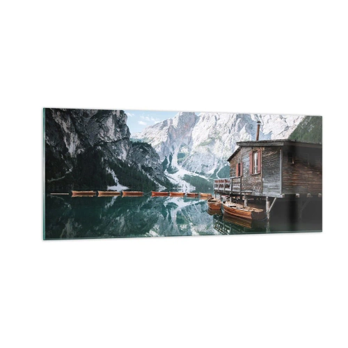 Obraz na skle - Krystalické, horské ráno - 100x40 cm