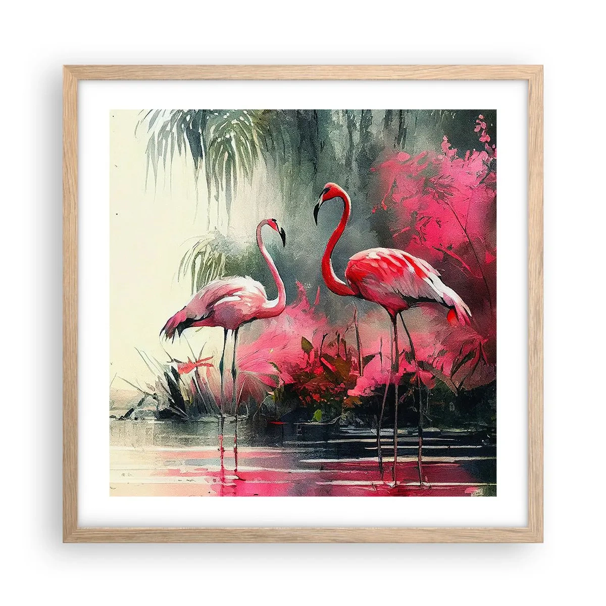 Plakát v rámu světlý dub - Hodiny přírodního kouzla - 50x50 cm