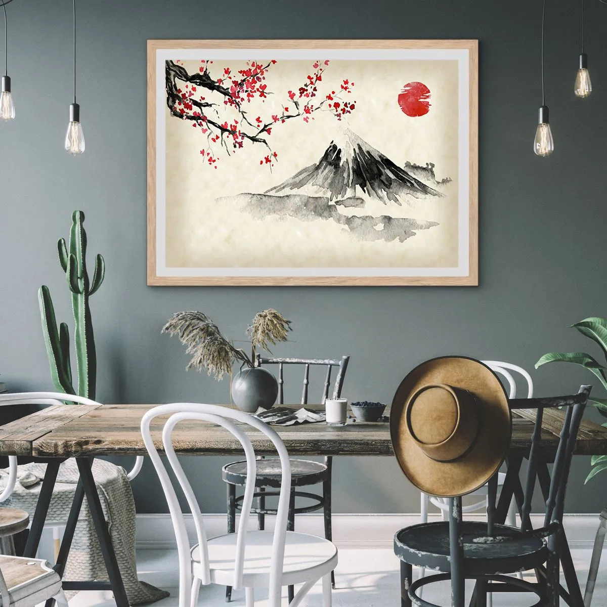 Plakát v rámu světlý dub - Zamilujte se do Japonska - 50x40 cm