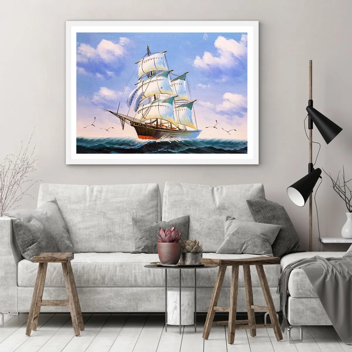 Plakát v bílém rámu - Hrdě s větrem - 100x70 cm