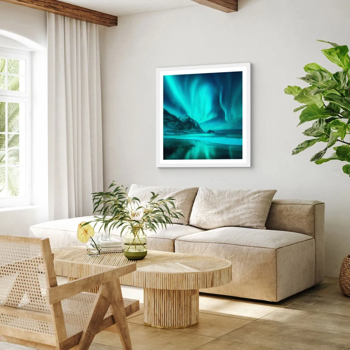 Plakát v bílém rámu - Divy severu - 40x40 cm