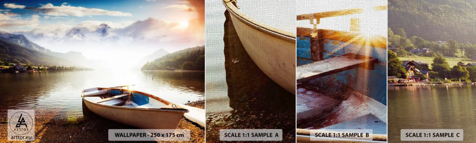 Vzor Fototapety Premium Canvas - U velké a čisté vody - Krajina, jezero, hory - 100x30 cm