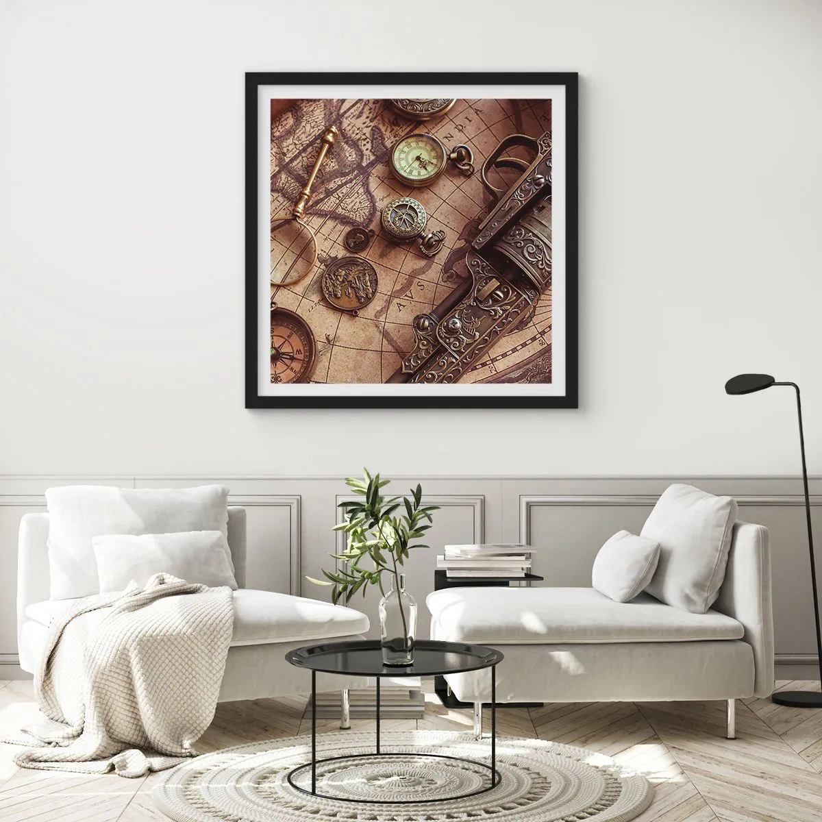 Plakát v černém rámu - Dobrodružství volá - 60x60 cm