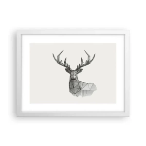 Plakát v bílém rámu - Jelen v kubistickém stylu - 40x30 cm