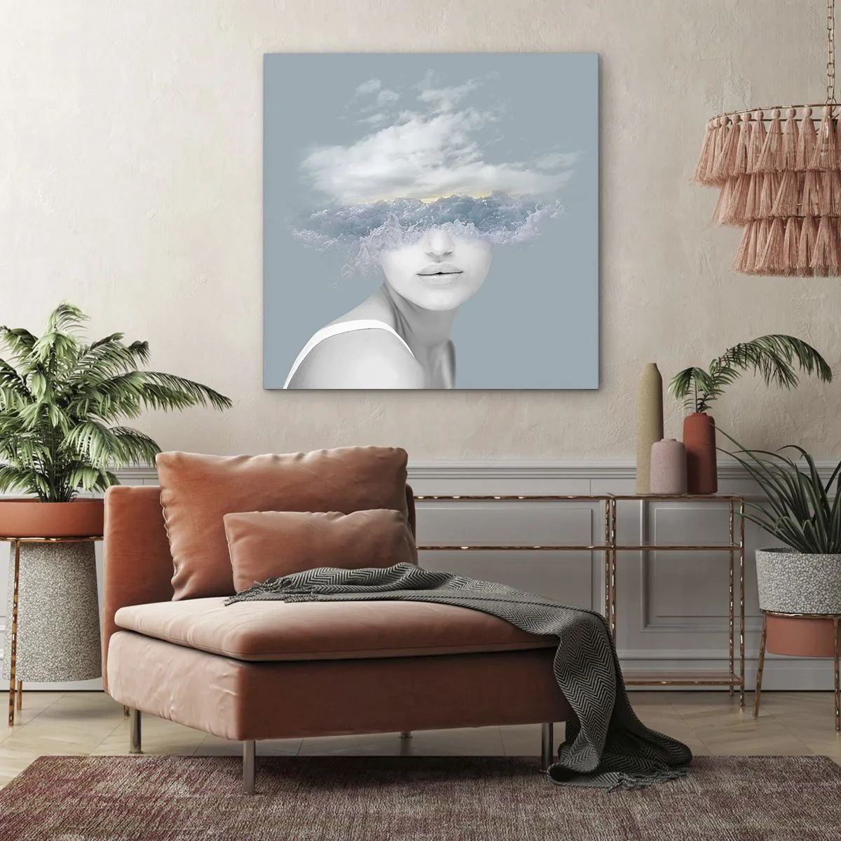 Obraz na plátně - S hlavou v oblacích - 70x70 cm