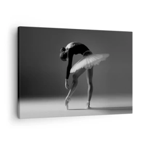 Obraz na plátně - Baletka v elegantní póze na černobílém pozadí - 70x50cm - Bella ballerina - Moderní nástěnná dekorace do obývacího pokoje a ložnice ARTTOR