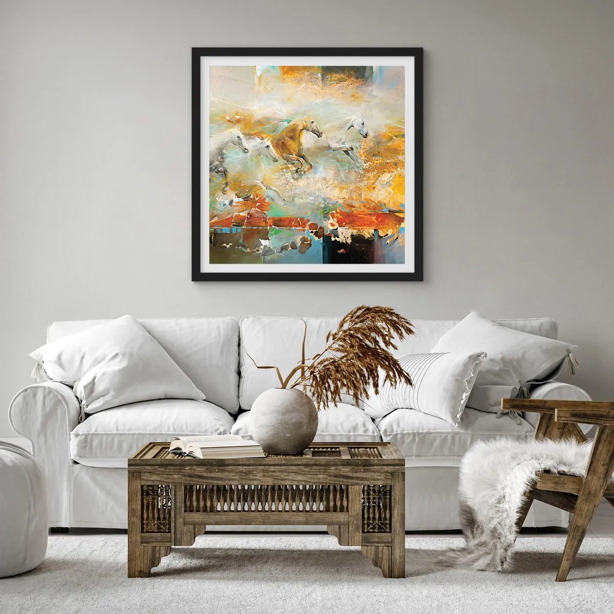 Plakát v černém rámu - Cválá světlem - 30x30 cm