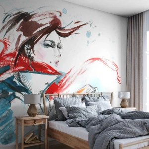 Fototapeta Premium Canvas - Něco se ve mně děje - Žena, Telefon, Móda - 300x210 cm