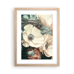 Plakát v rámu světlý dub - Šepot máků - 30x40 cm