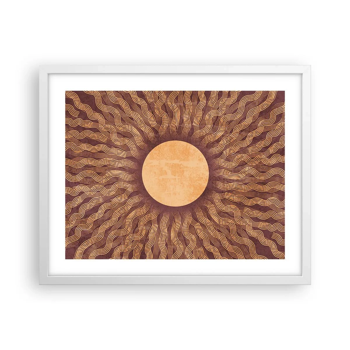 Plakát v bílém rámu - Ikona slunce - 50x40 cm
