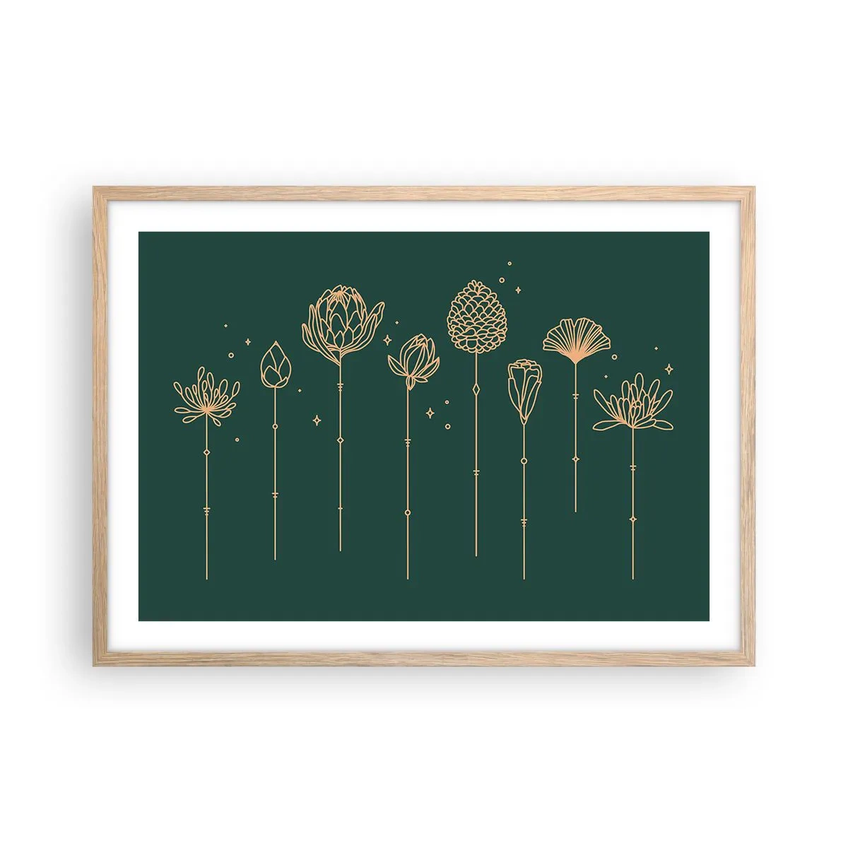 Plakát v rámu světlý dub - Bylinky - 70x50 cm