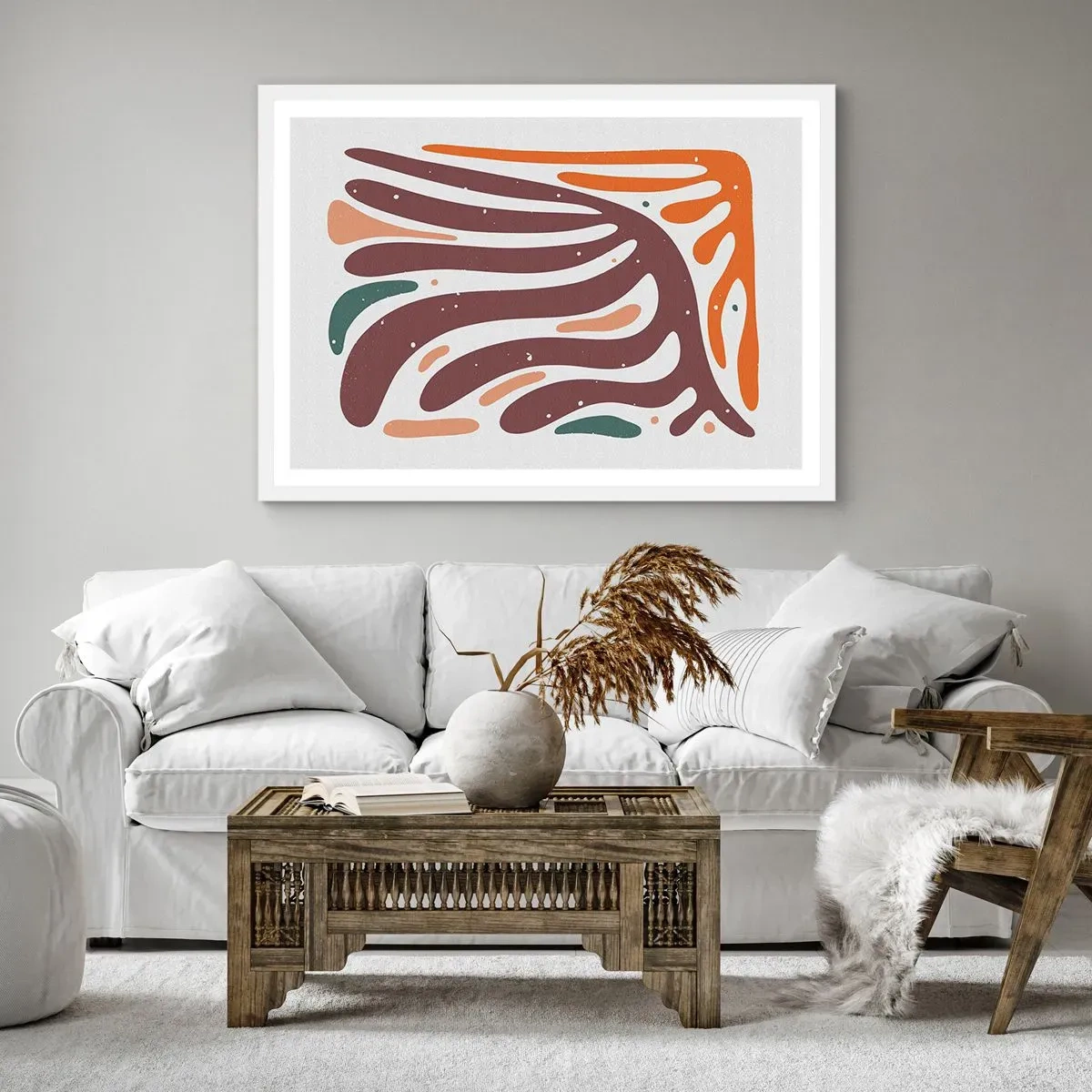 Plakát v bílém rámu - Organická a radiální kompozice - 91x61 cm