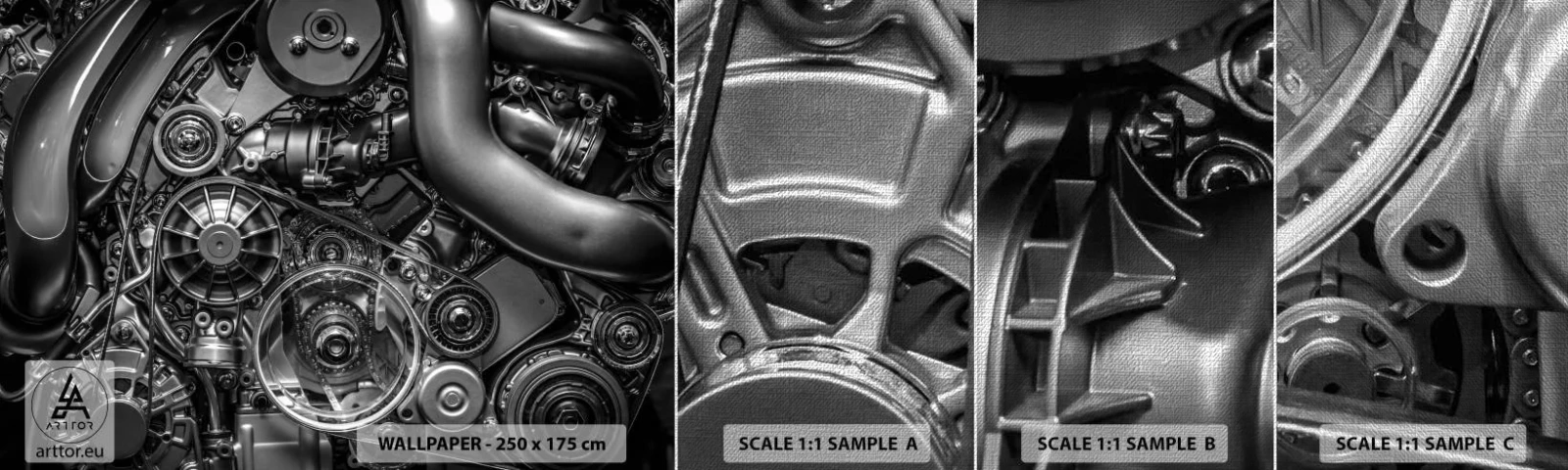 Vzor Fototapety Premium Canvas - Poezie mechaniky - Motor, Mechanik, Kov - 100x30 cm