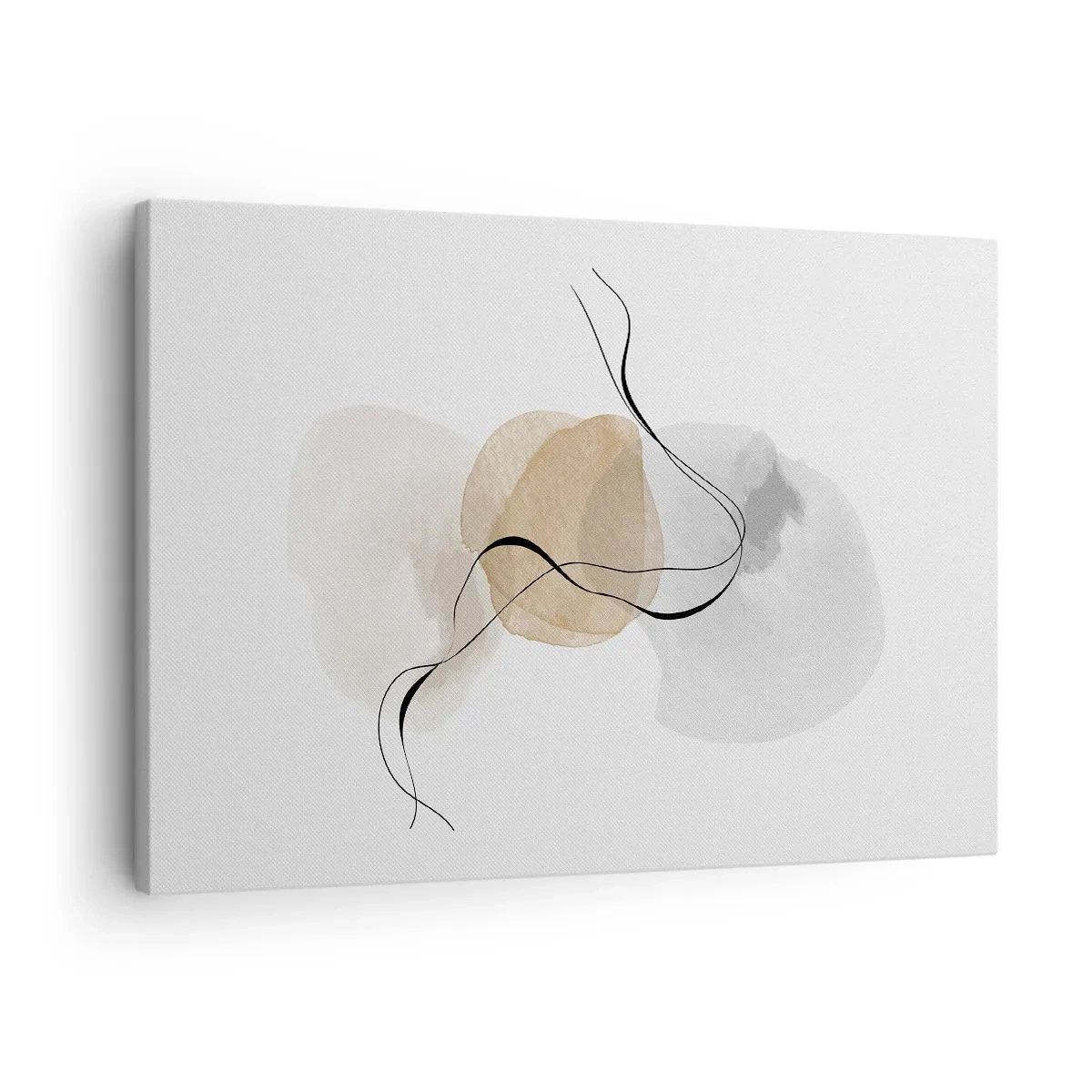 Obraz na plátně - Minimalistická abstrakce v odstínech béžové a šedé - 70x50cm - Vzdušné korálky - Moderní nástěnná dekorace do obývacího pokoje a ložnice ARTTOR