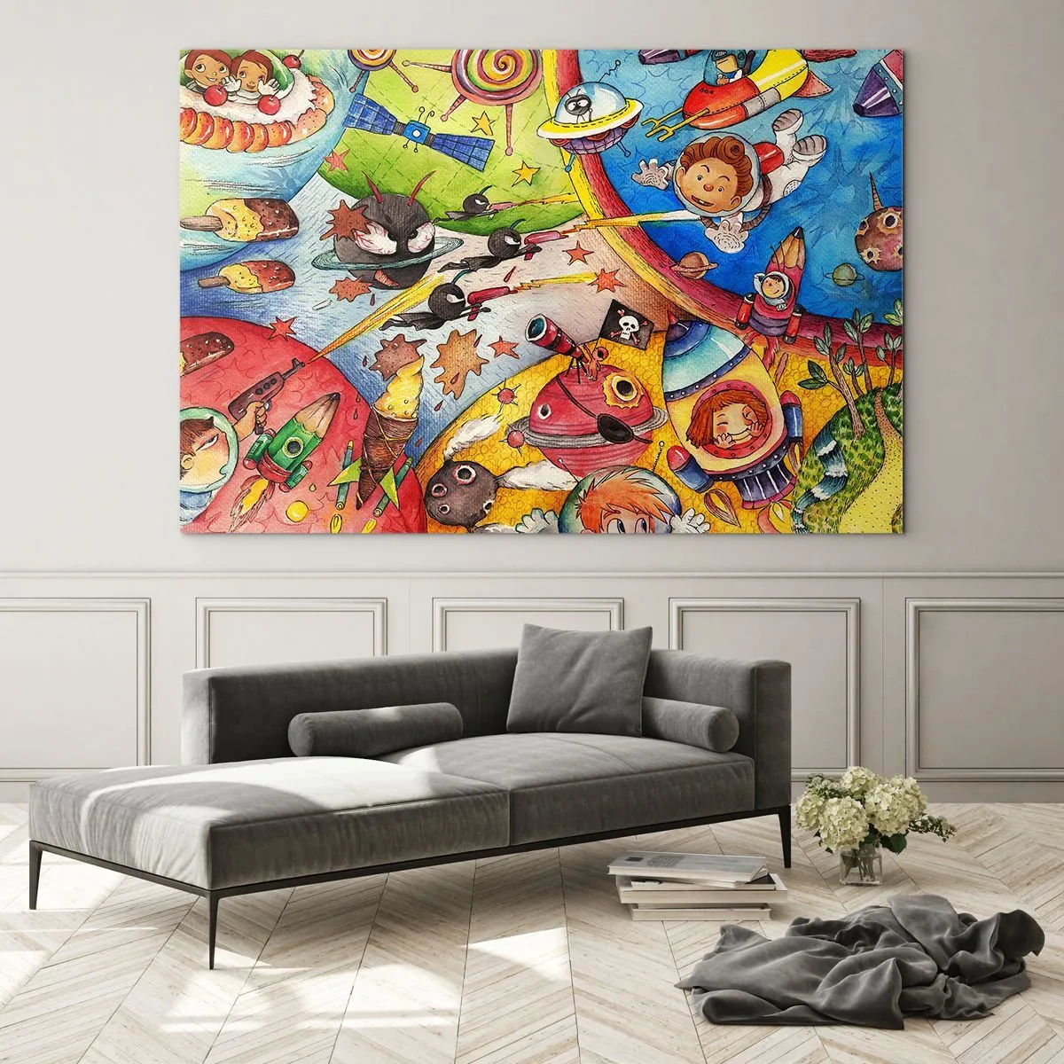 Obraz na skle - Velké vesmírné dobrodružství - 100x70 cm