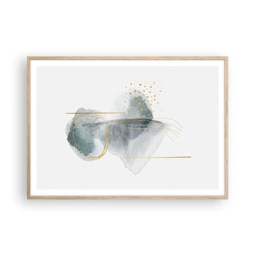 Plakát v rámu světlý dub - O vztahu mezi šedou a zlatou - 100x70 cm