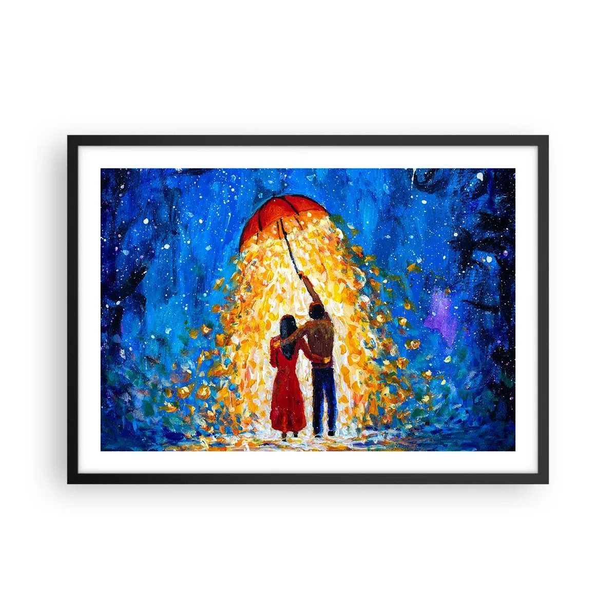 Plakát v černém rámu - Magie deštivého večera? - 70x50 cm