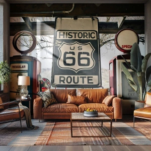 Fototapeta Samolepicí Deluxe Sticker - Americká retro cesta - Vinobraní, Cesta 66, Cesta 66 - 250x175 cm
