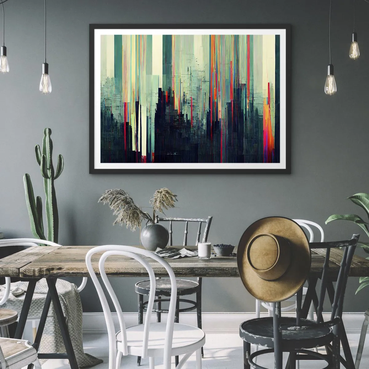 Plakát v černém rámu - Futuristické město - 70x50 cm
