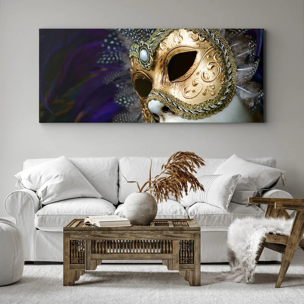 Obraz na plátně - Benátský portrét ve zlatě - 160x50 cm